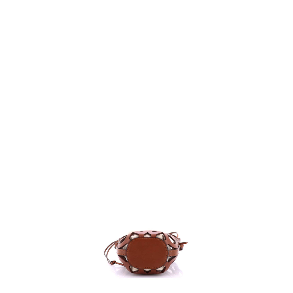 Loewe Mini Anagram Drawstring Bucket Crossbody Bag Leather with Canvas - Picture 4 of 6